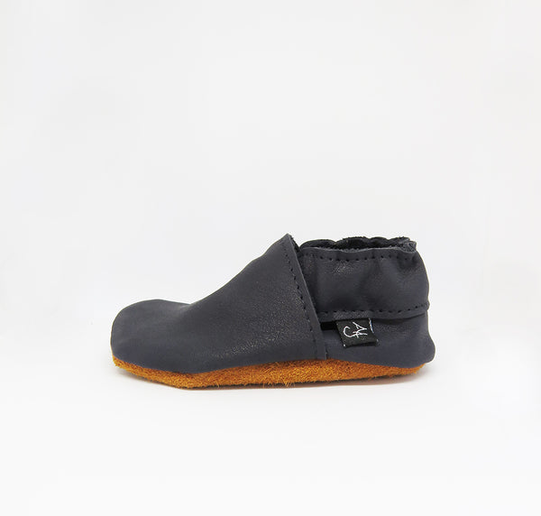 Navy Soft-Sole Leather Baby Shoes